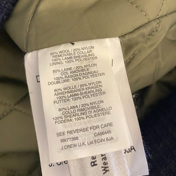 J.Crew Collection || Shearling Bomber Jacket Coat Wool Fur Navy Black 0 - Picture 8 of 10